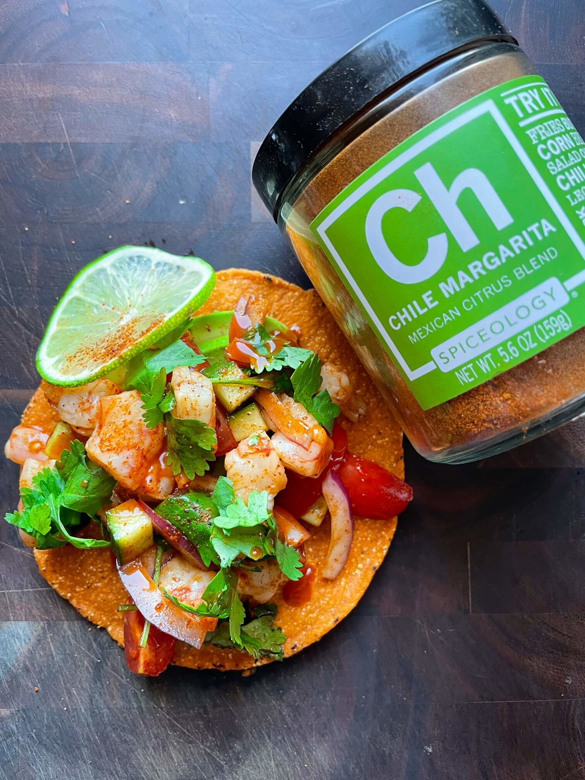Chile Margarita Shrimp Ceviche Tostada