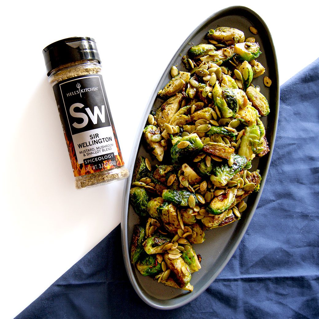 Sir Wellington Brussels Sprouts with Toasted Pumpkin Seeds