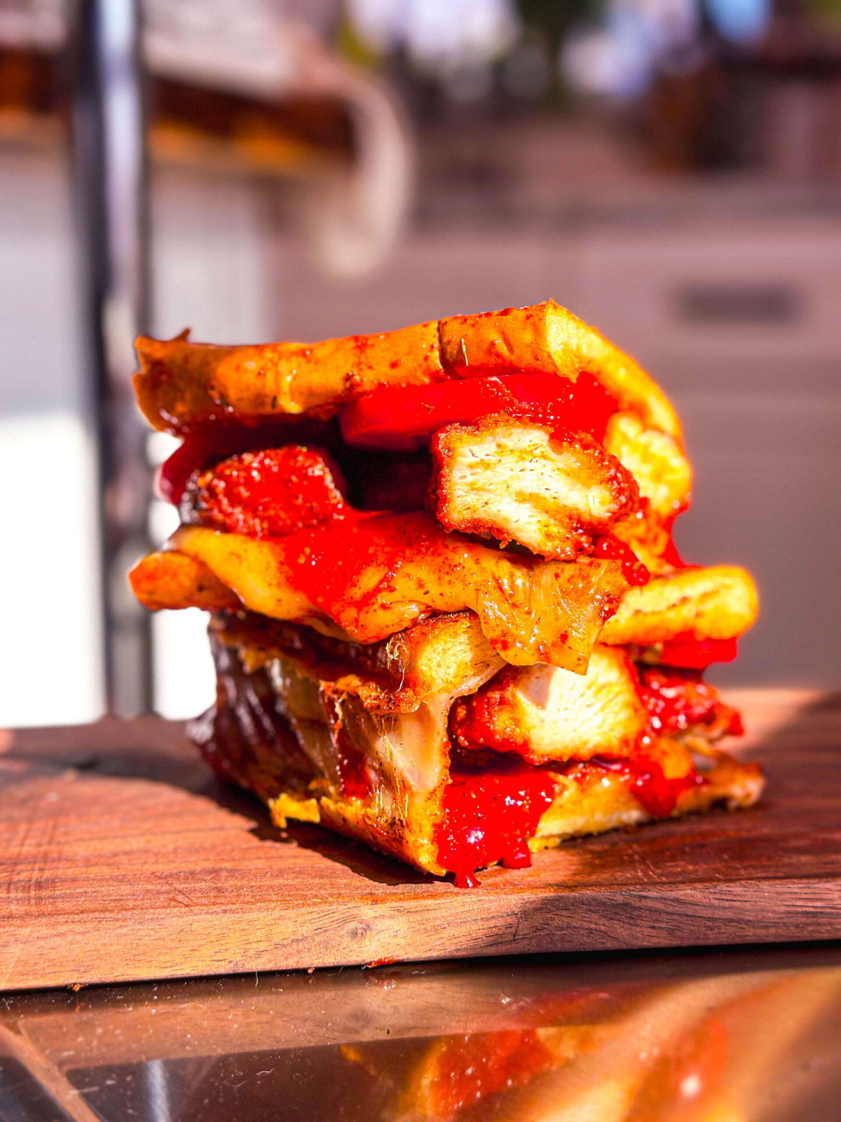Black Magic Chicken Nugget Grilled Cheese
