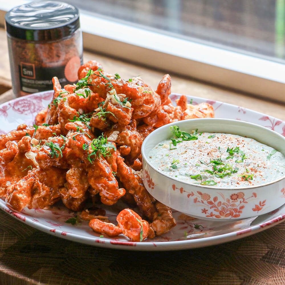Smoked Chipotle Mezcal Chicharrones