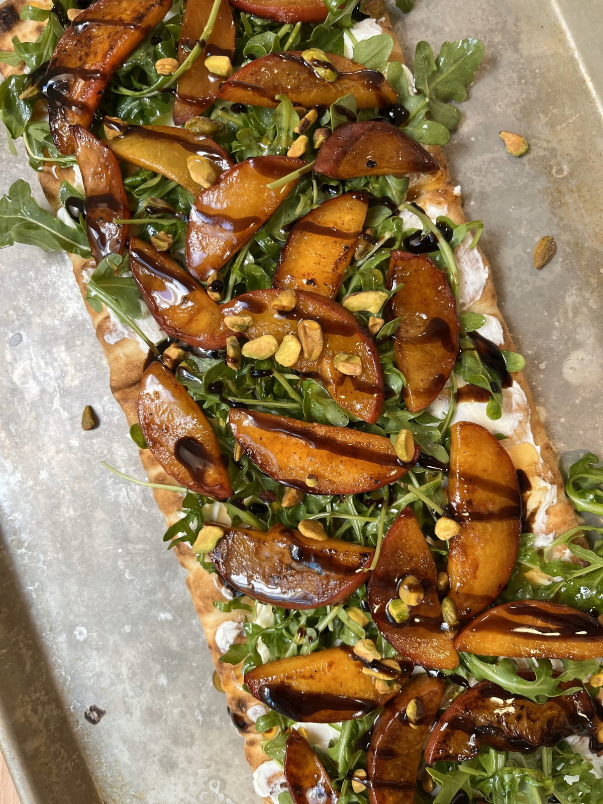 Smoky Honey Habanero Grilled Peach Flatbread