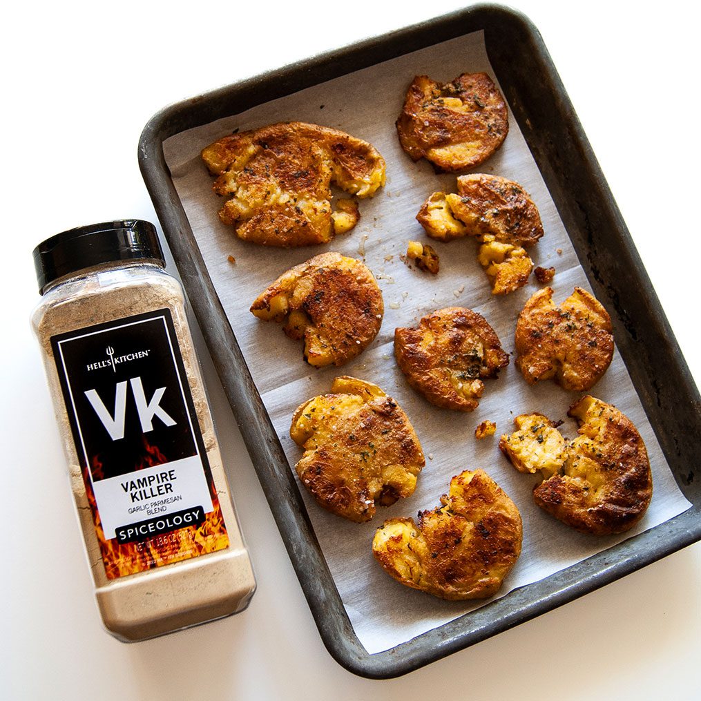 Vampire Killer Crispy Smashed Potatoes