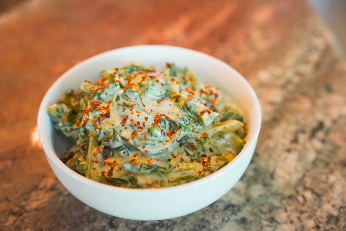 Smoked Garlic Jalapeno Creamed Collard Greens