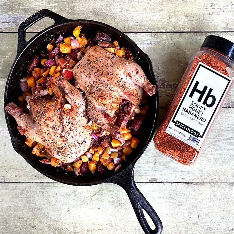 Smoky Honey Habanero Stuffed Cornish Game Hens