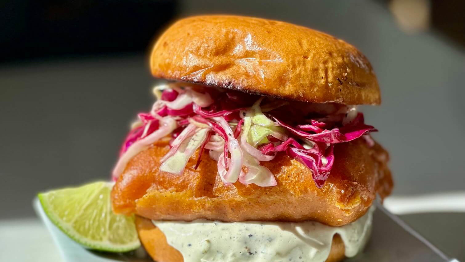 Image of Achiote Fish Sandwich with Baja Sauce