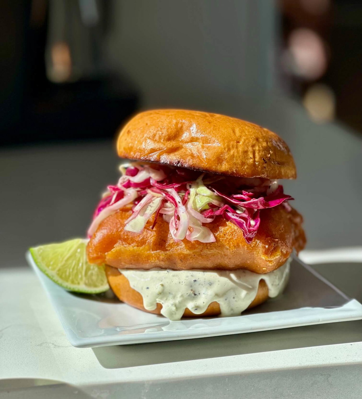 Achiote Fish Sandwich with Baja Sauce