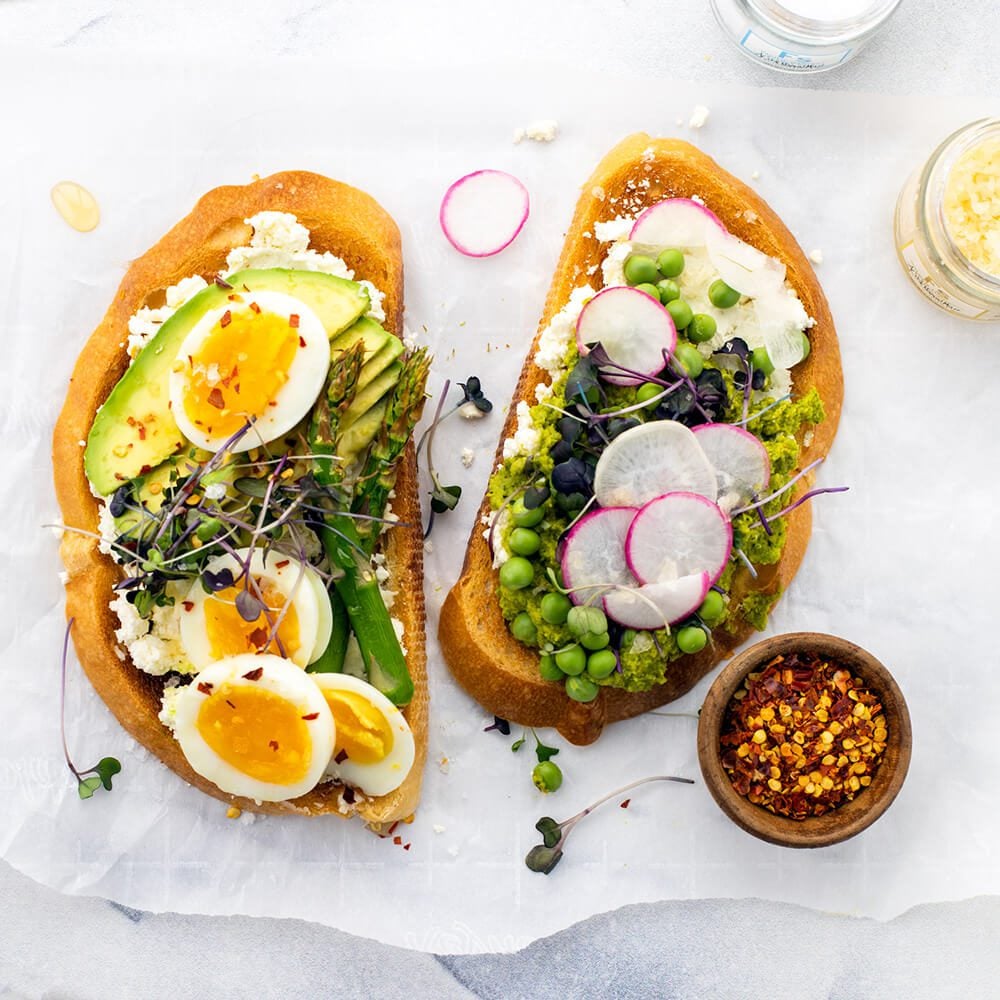 Spring Avocado Toast 2 Ways