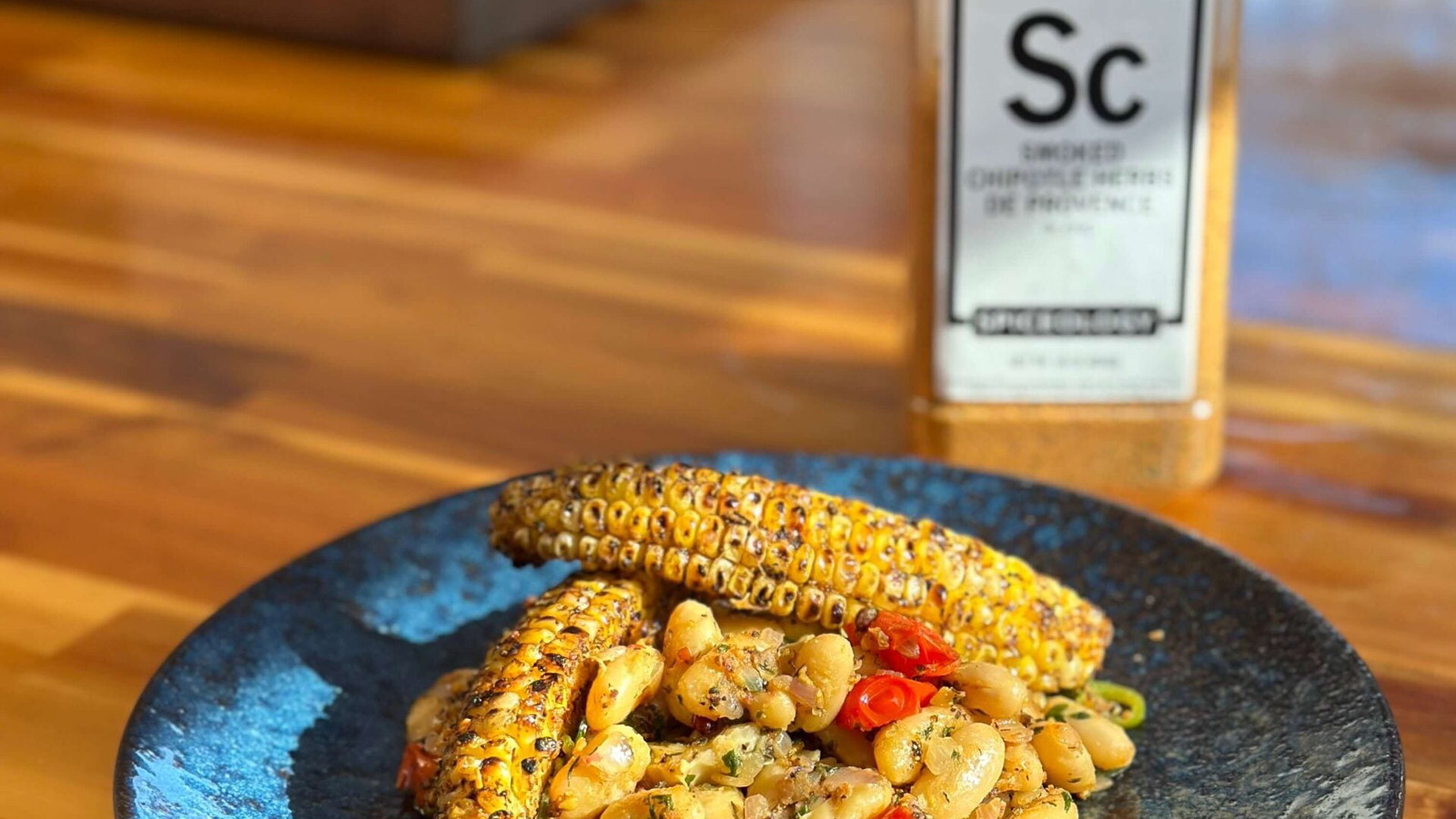 Image of Smoked Chipotle Herb de Provence Corn Ribs & Cannellini Bean Salad