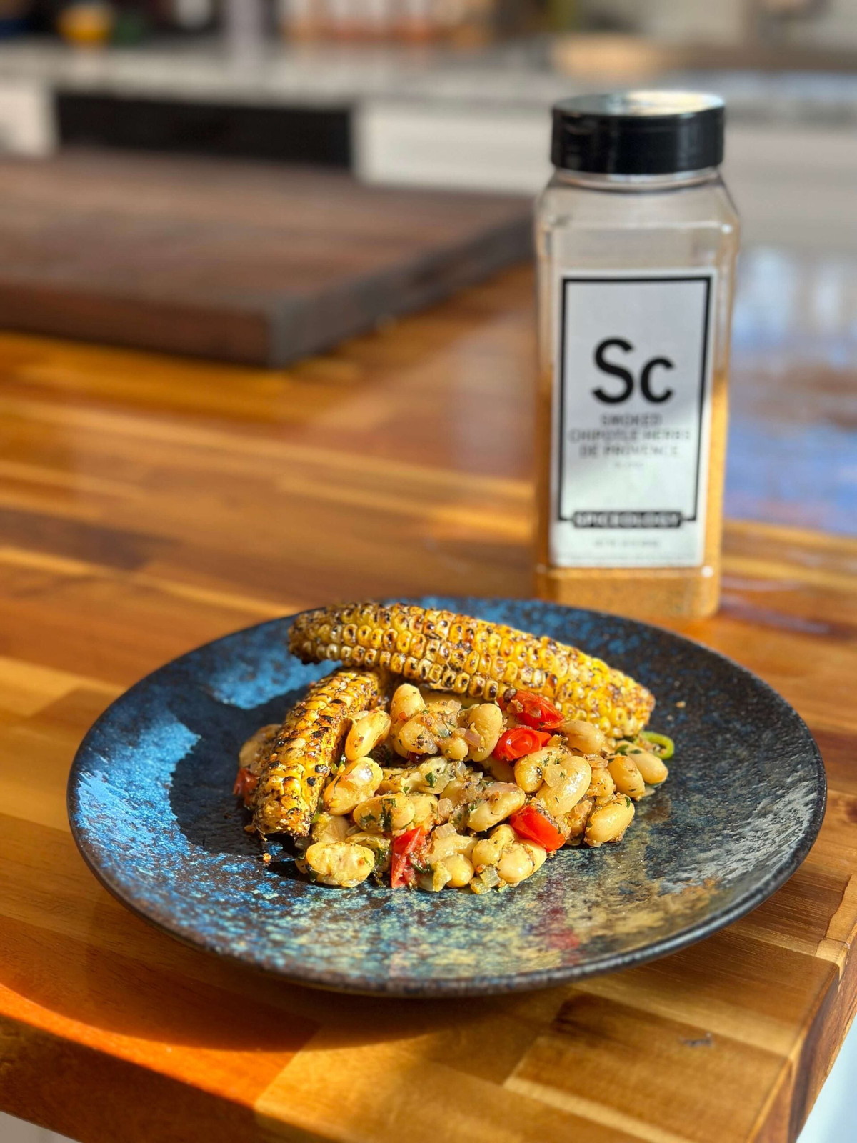 Smoked Chipotle Herb de Provence Corn Ribs & Cannellini Bean Salad