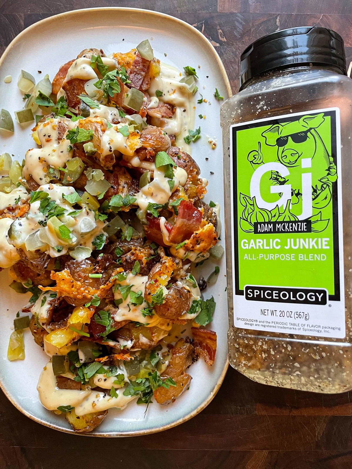 Garlic Junkie Loaded Smashed Potato Salad