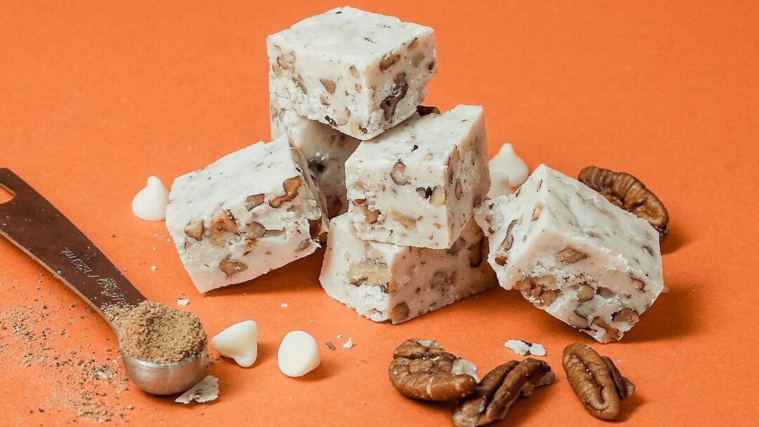 Image of White Chocolate Eggnog Pecan Fudge