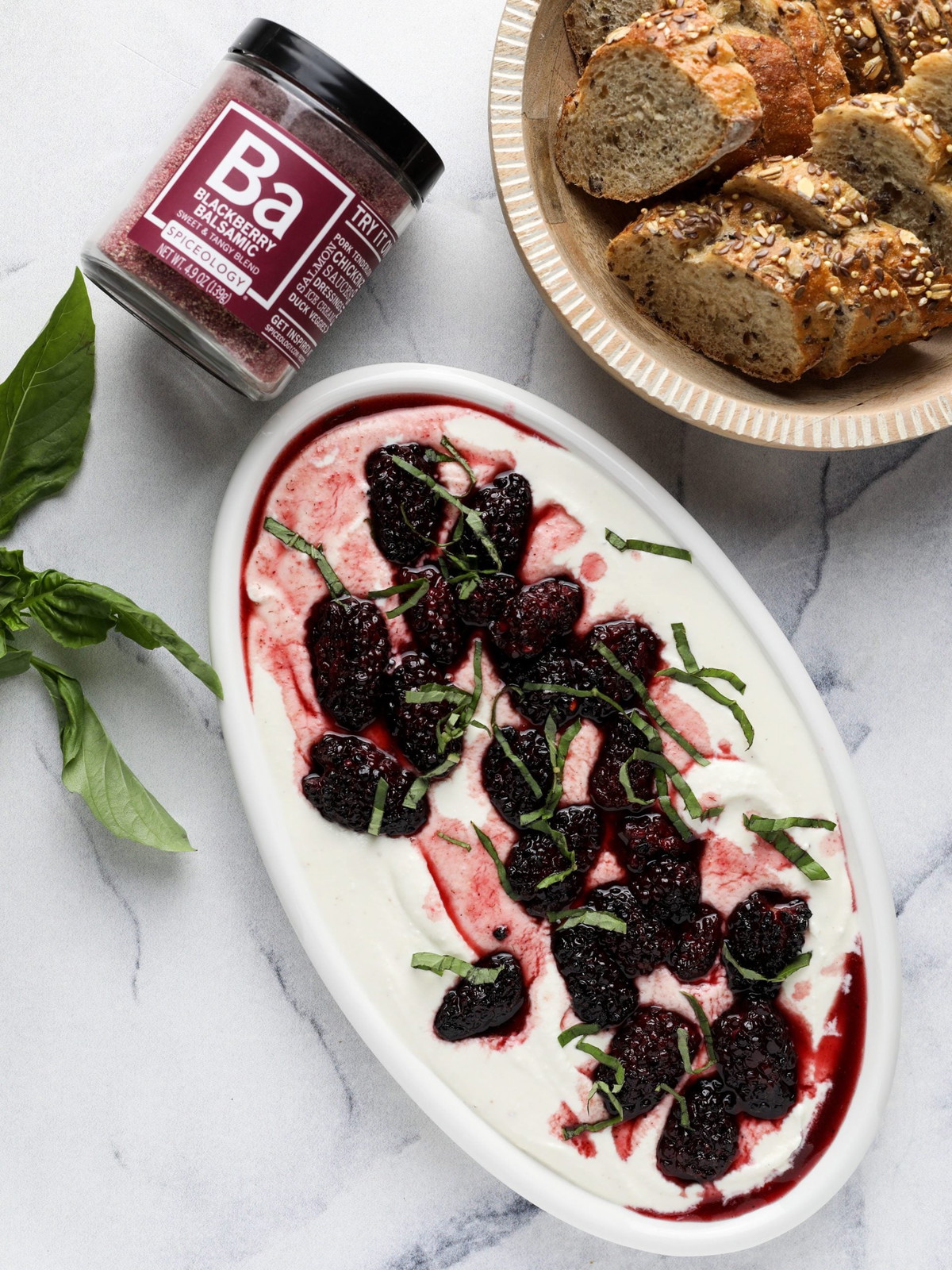 Blackberry Balsamic Roasted Blackberries with Whipped Feta