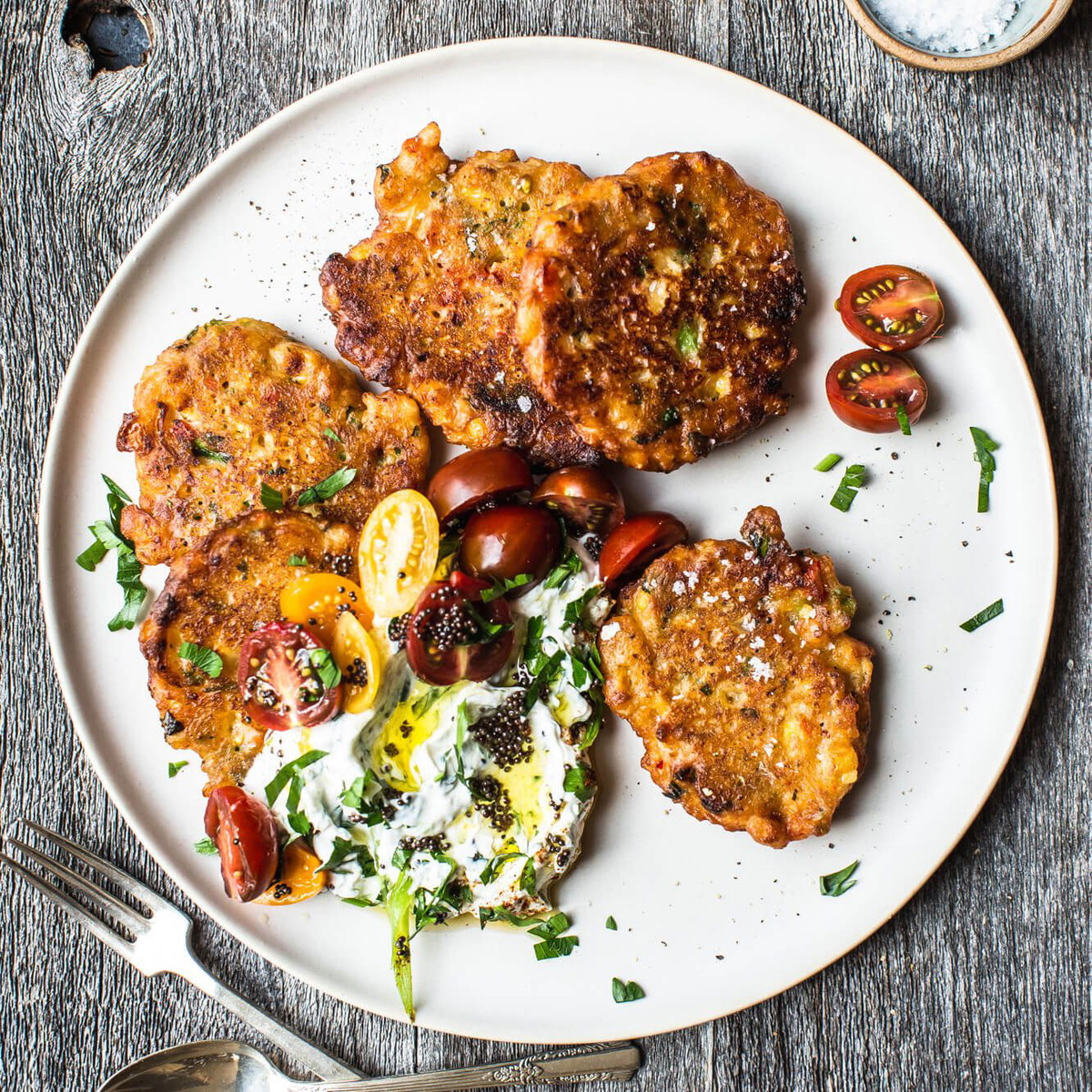 Mustard Seed Crispy Vegetable Fritters with Raita