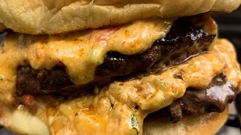 Image of Black and Bleu Pimento Cheese Wagyu Cheese Burgers