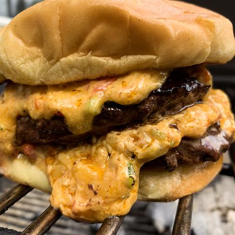 Black and Bleu Pimento Cheese Wagyu Cheese Burgers