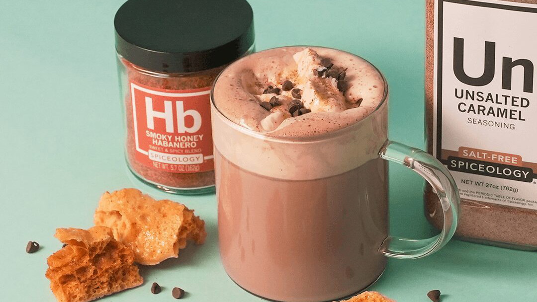 Image of Salted Caramel Hot Cocoa with Smoky Honey Habanero Honeycomb Candy