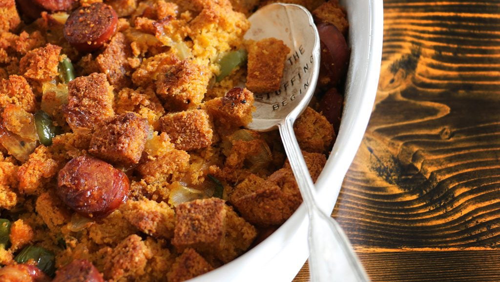 Image of Chili Margarita Cornbread Stuffing with Chorizo and Jalapeños