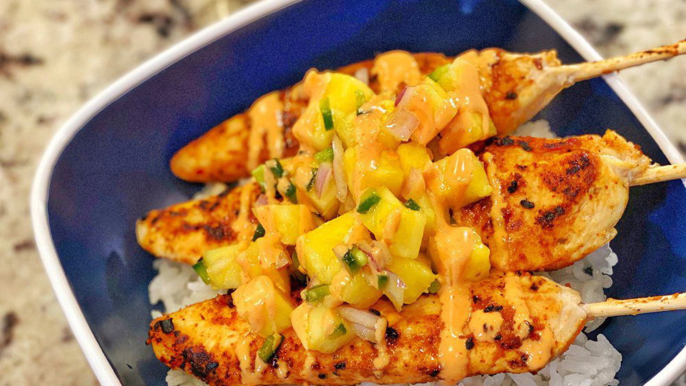 Image of Tropical Chicken Skewers with Pineapple Salsa