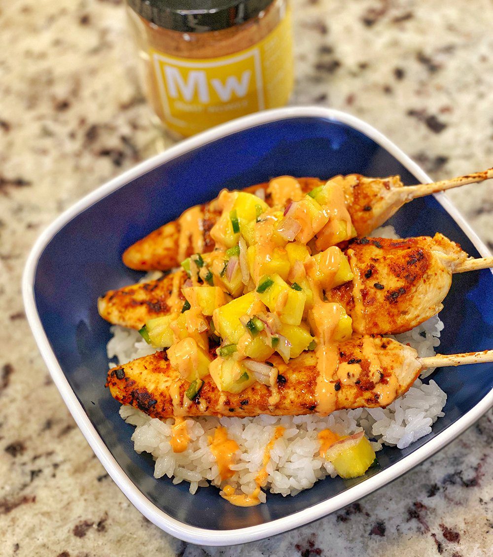 Maui Wowee Tropical Chicken Skewers with Pineapple Salsa