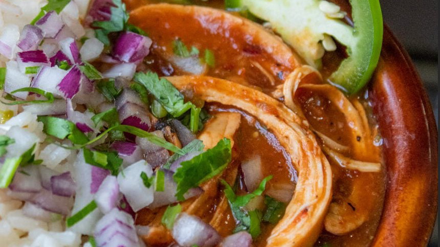 Image of El Taco Seasoned Chipotle Chicken Chili with Guac and Roll Rice