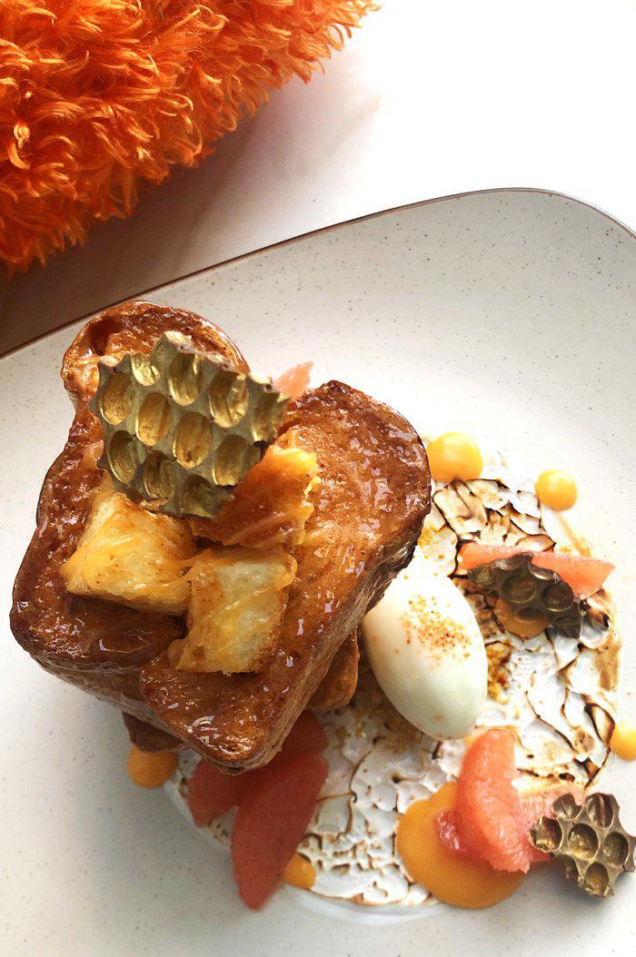 Smoky Habanero Honey Toast with Campfire Meringue and Citrus Curd