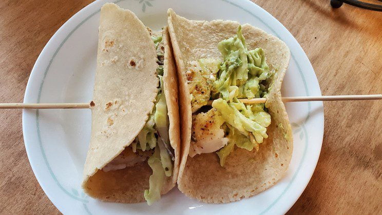 Image of Guac n' Roll Fish Tacos with Avocado Slaw