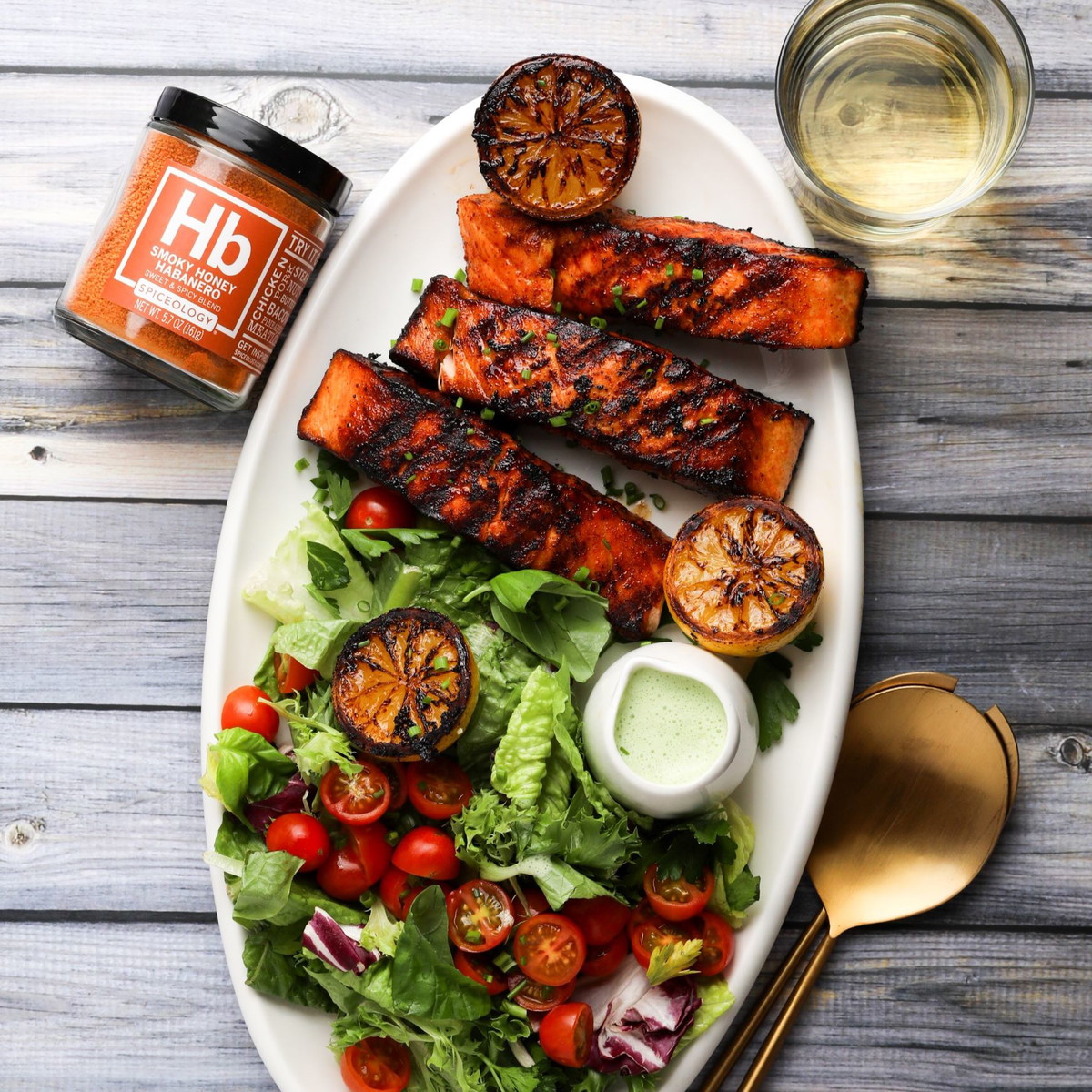 Smoky Honey Habanero Grilled Cedar Plank Salmon