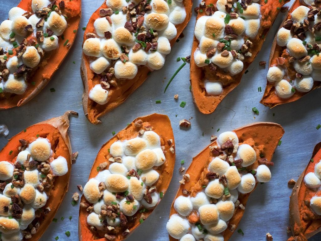 Jamaican Jerk Twice Baked Sweet Potatoes