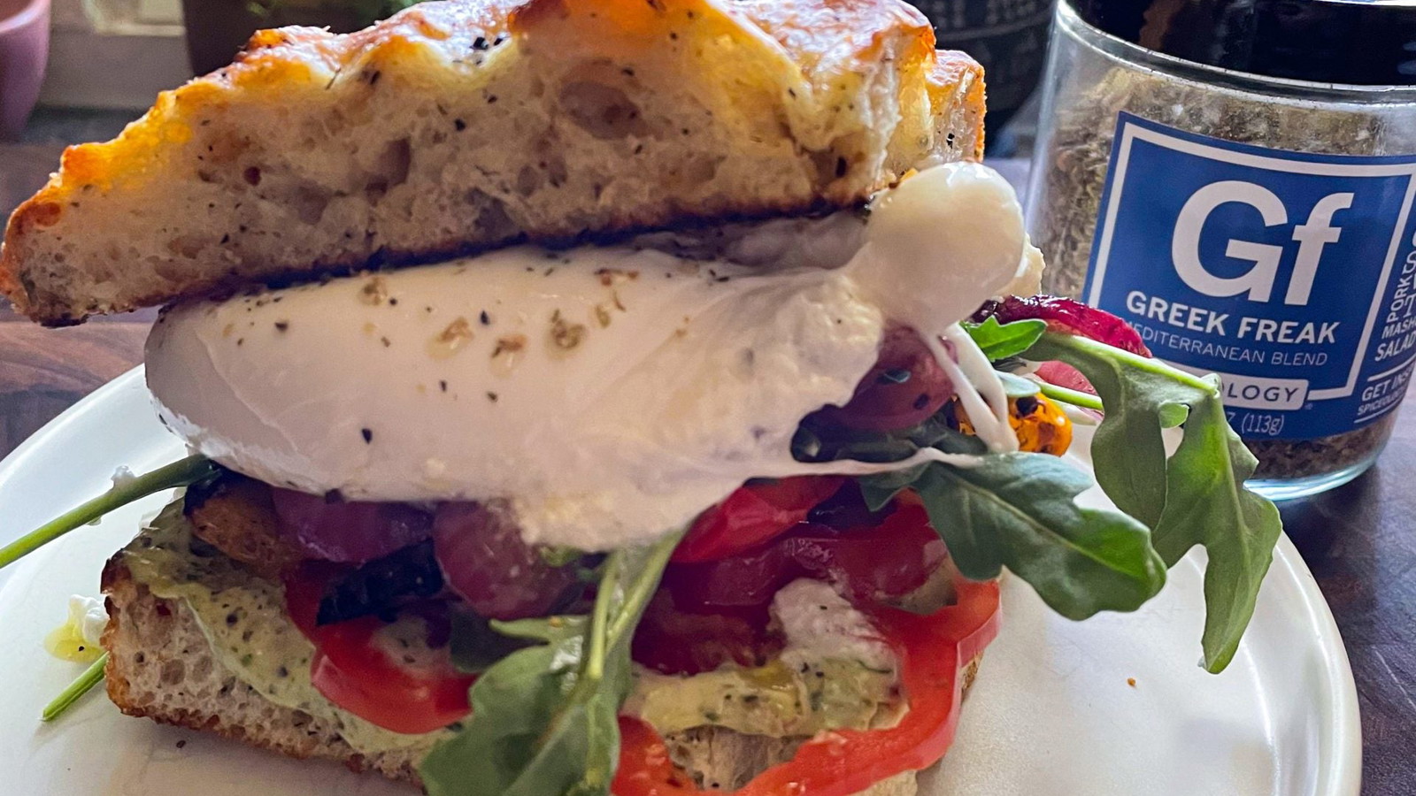 Image of Greek Freak-Roasted Veggie and Burrata Sandwich