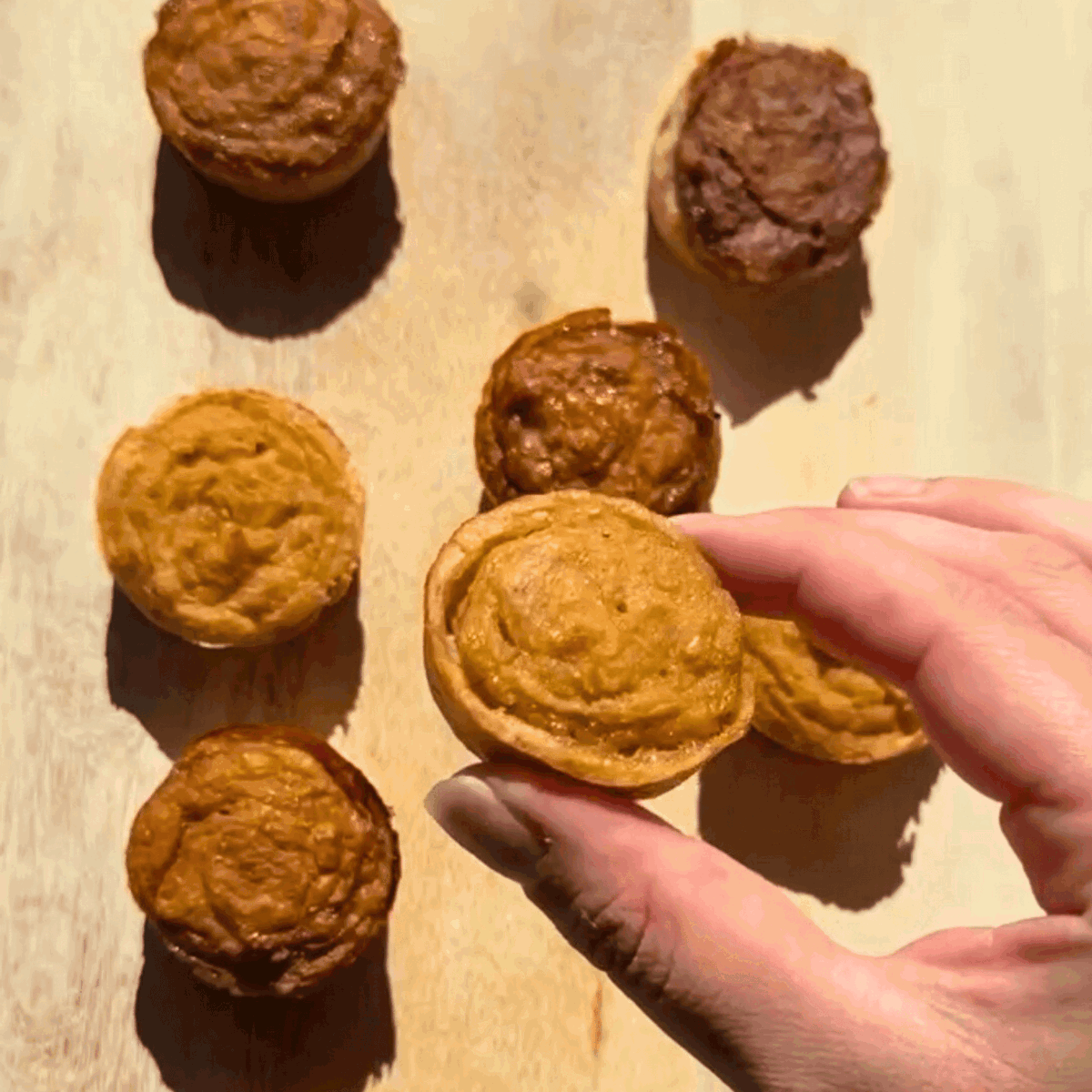  Pancake Muffins with Fruit Puree Swirls