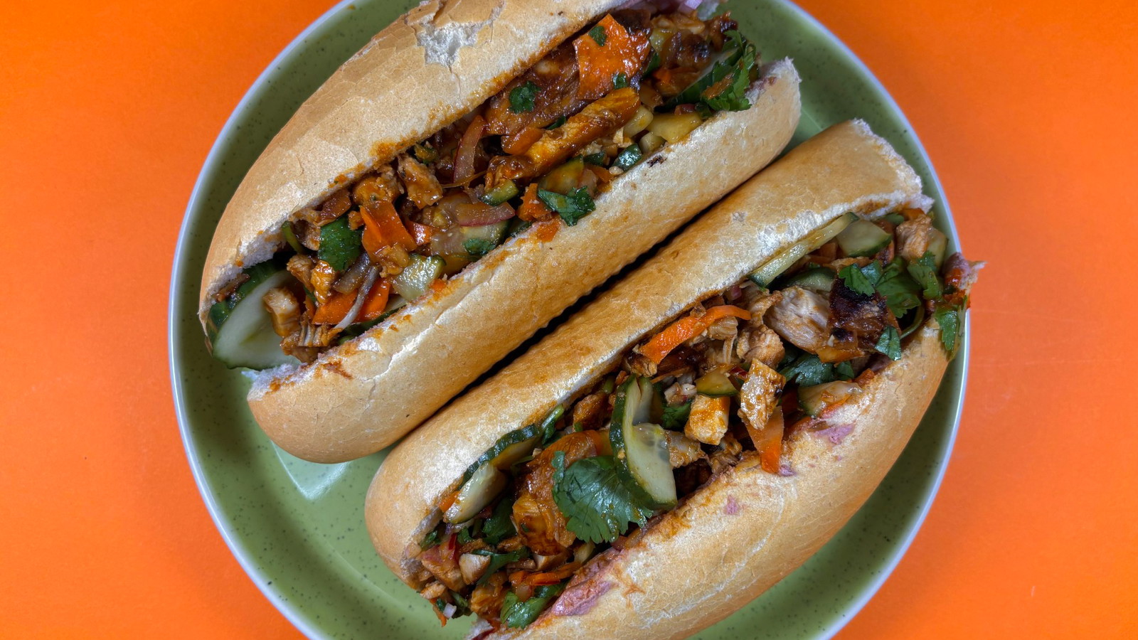 Image of Teriyaki Chicken Bánh Mì (Vietnamese sandwich)