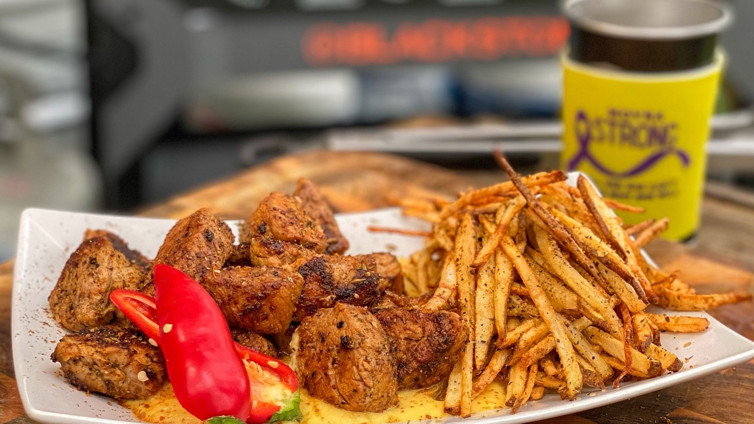 Image of Mango Mojo Pork Tenderloin Bites with Shoestring Fries