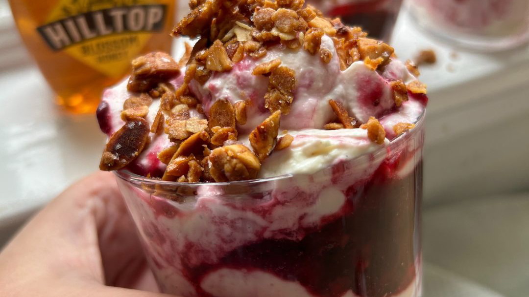 Image of Salted honey crunch blackberry & apple fool