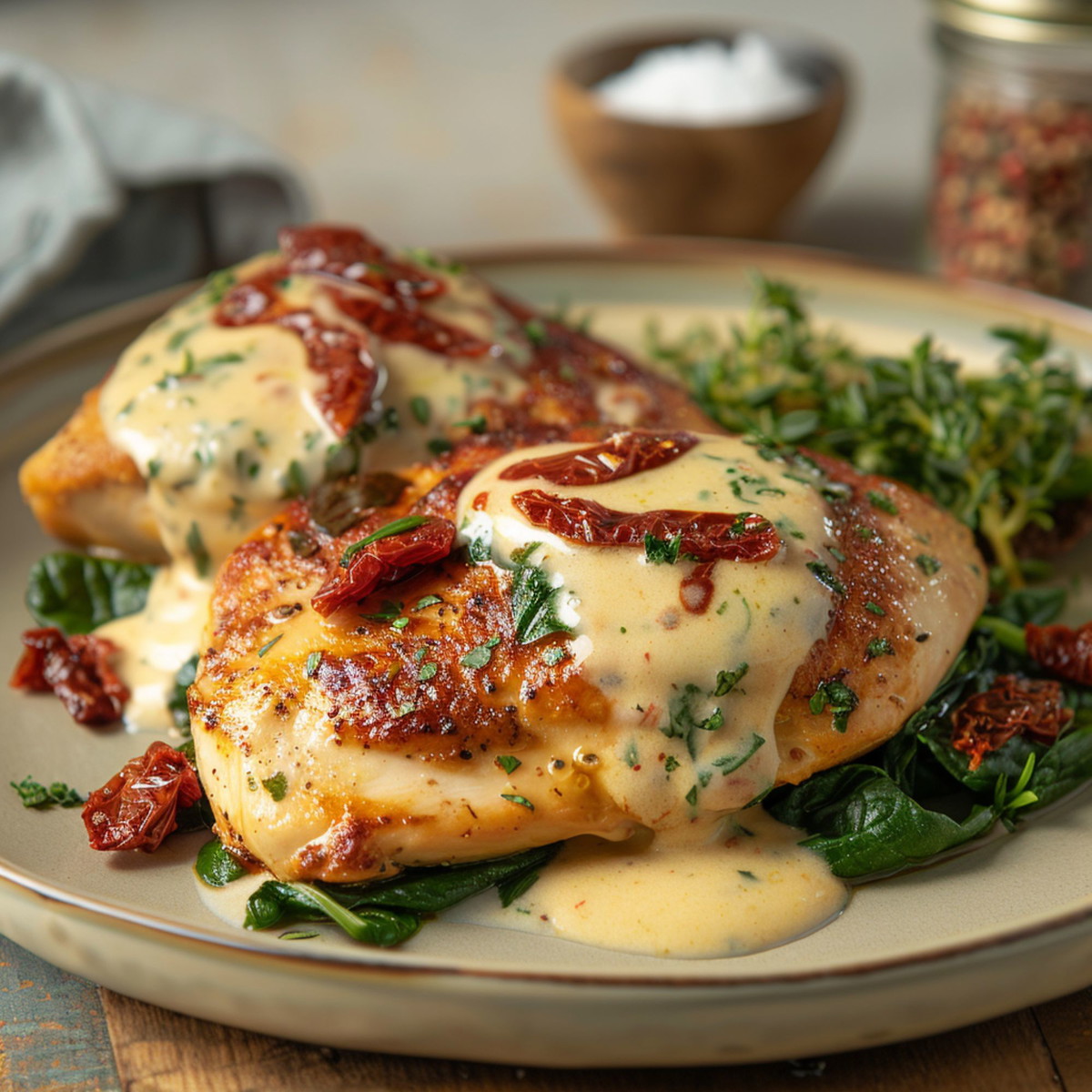 Creamy Tuscan Chicken - Al-Dajaj Al-Tuscany Bil Kreema