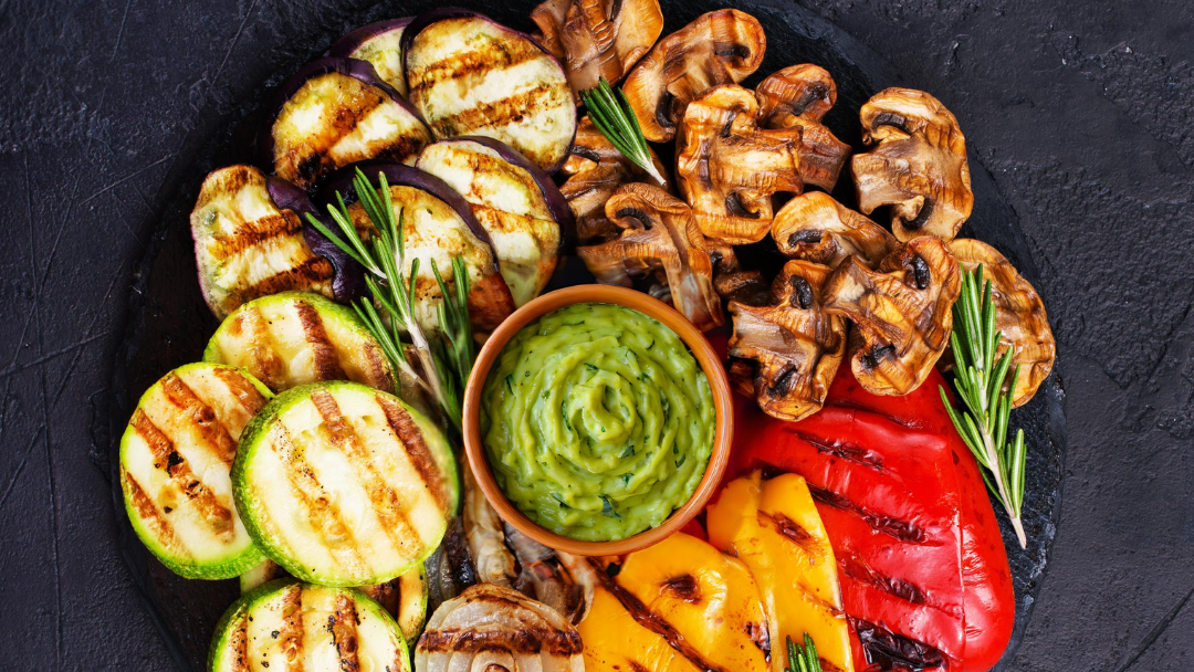 Marinated Grilled Vegetables with Avocado Feta