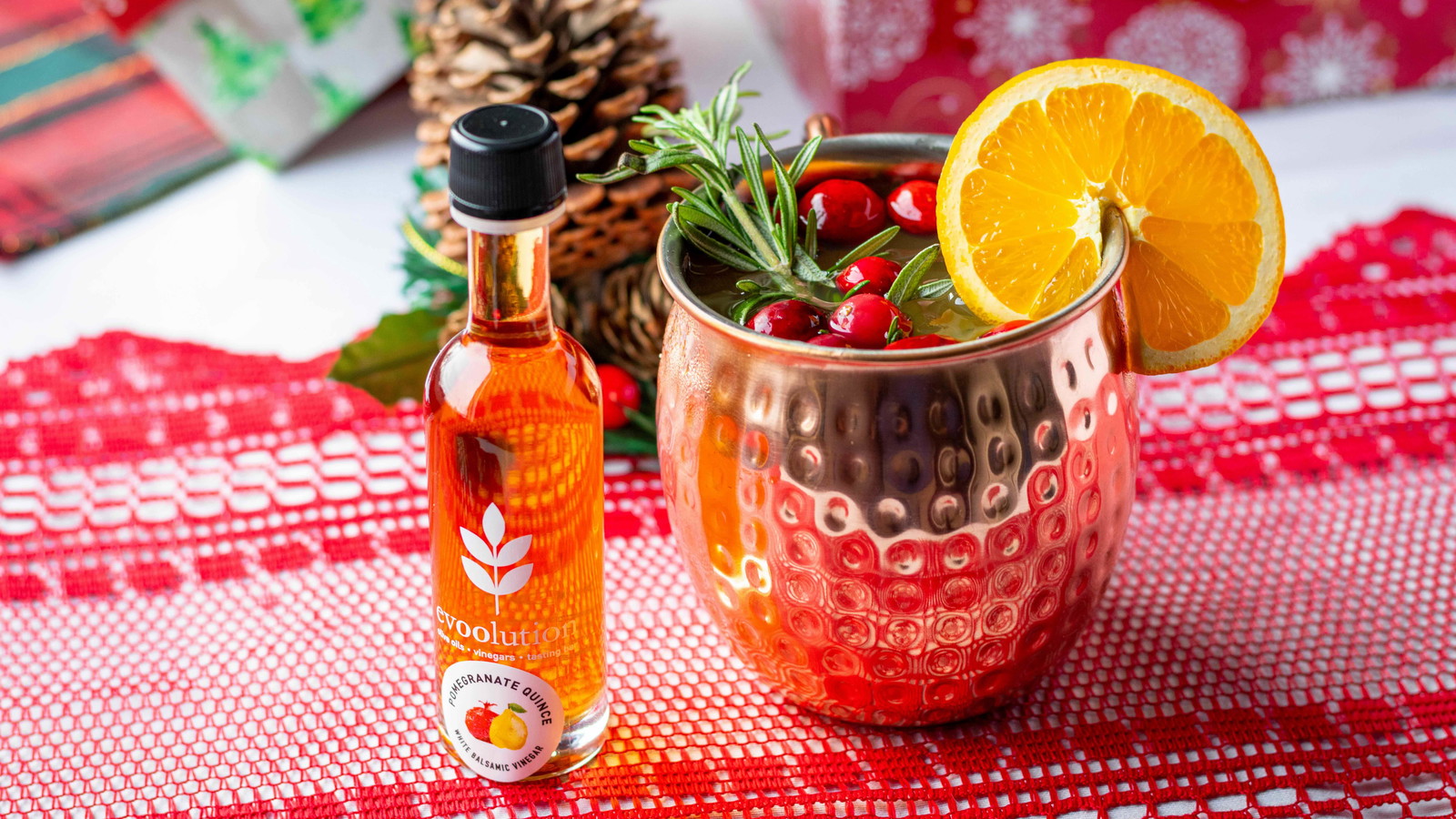 Image of Festive Punch with Pomegranate Quince Balsamic