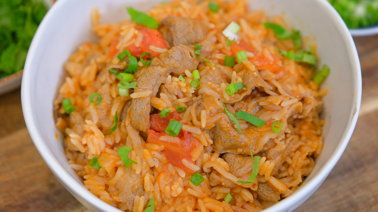 Image of The next recipe is one of my weeknight favorite dishes - tomato beef rice. It is also quick and simple. Even though it doesn't look fancy, it is definitely flavorful and delicious. You will be surprised that rice can be...