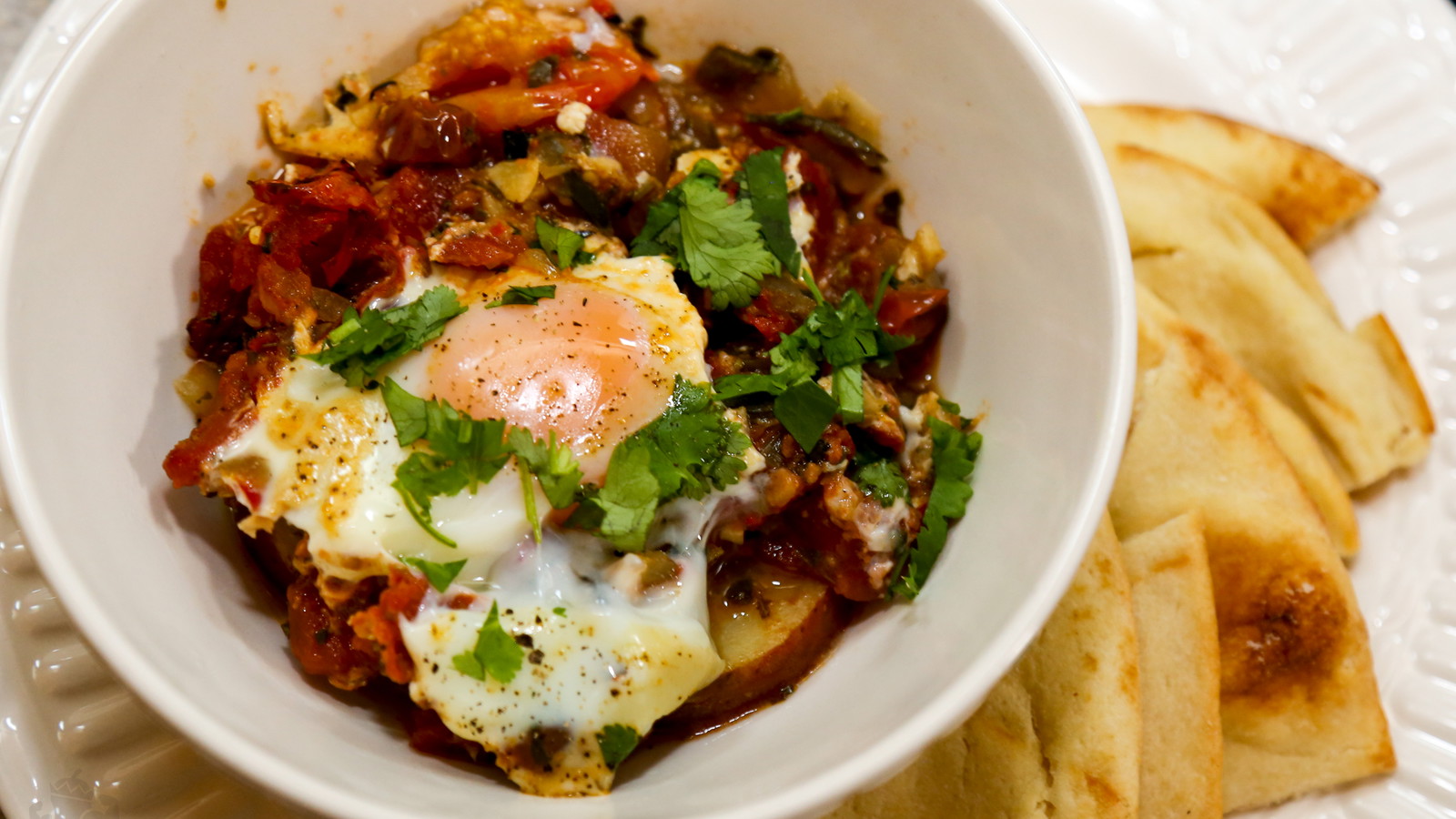 Image of Spicy and Savory Tomato, Peppers, Potato, and Eggs