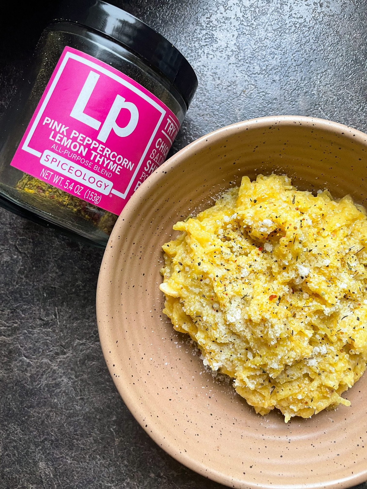 Pink Peppercorn Lemon Thyme Roasted Spaghetti Squash