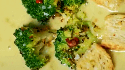 Image of Pink Peppercorn Lemon Thyme Cream of Broccoli Soup