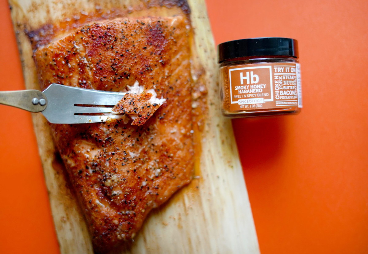 Smoky Honey Habanero Cedar Plank Salmon