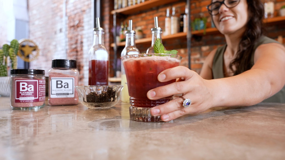 Blackberry Balsamic Bourbon Smash Cocktail