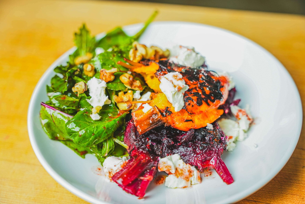 Purple Haze Smashed Beets & Goat Cheese Salad