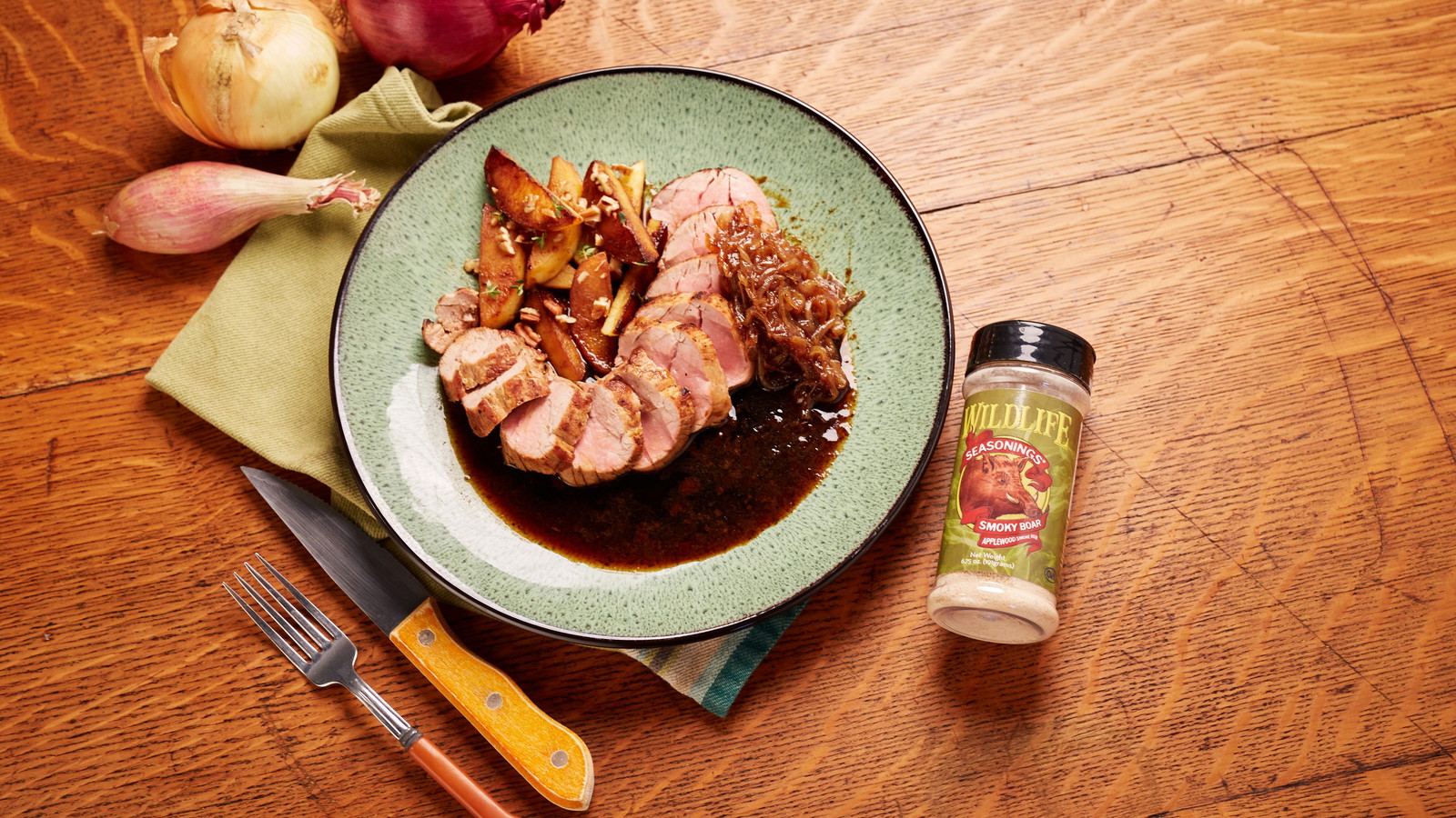 Image of Smoky Pork Tenderloin with Roasted Apples and Caramelized Onion Jam