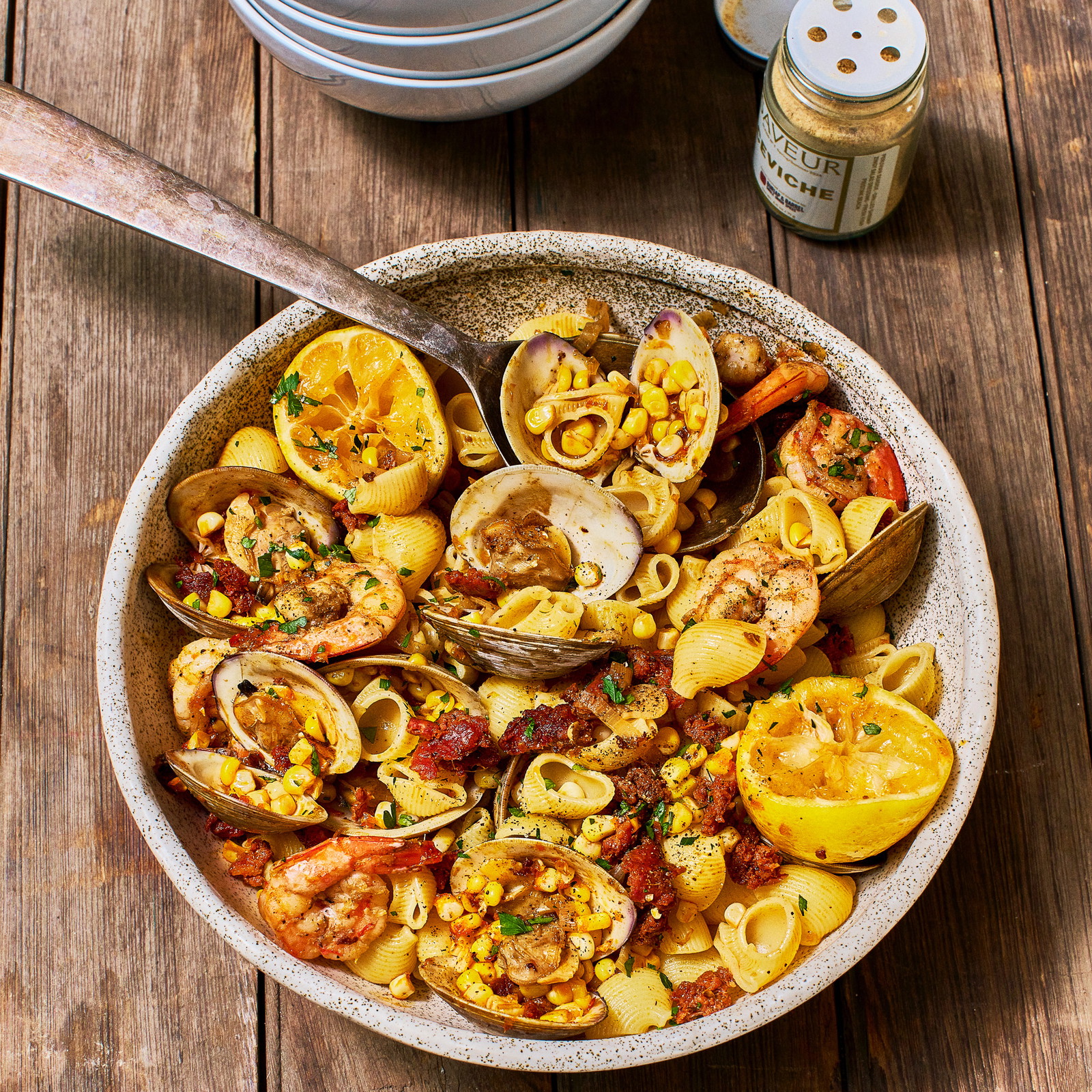 Image of Seafood Pasta with Chorizo and Corn