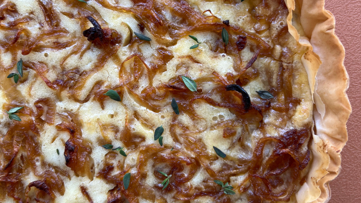 Image of Caramelized Onion, Gruyere, and Walnut Tart