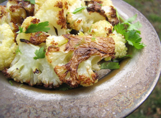 Quick-Roasted Cauliflower with Sea Salt and Optional Garlic-Lime-Cilantro Butter