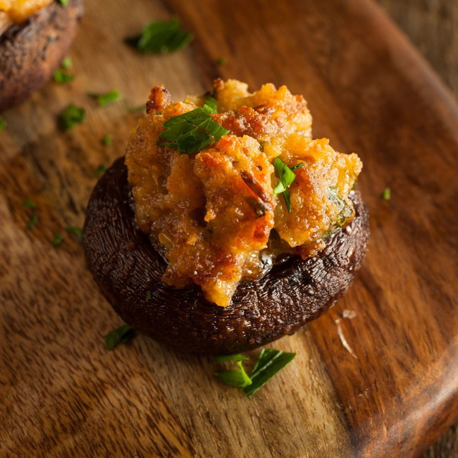 Image of Pumpkin and Sausage Stuffed Mushroom Recipe