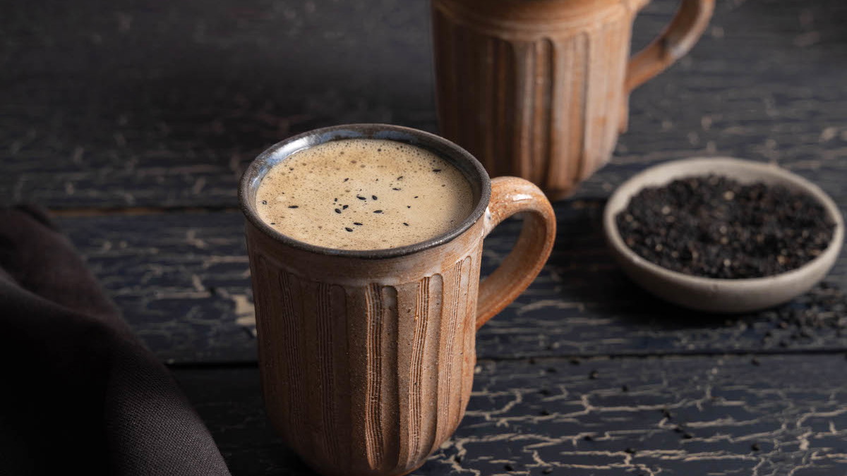 Image of Black Sesame Hojicha Latte