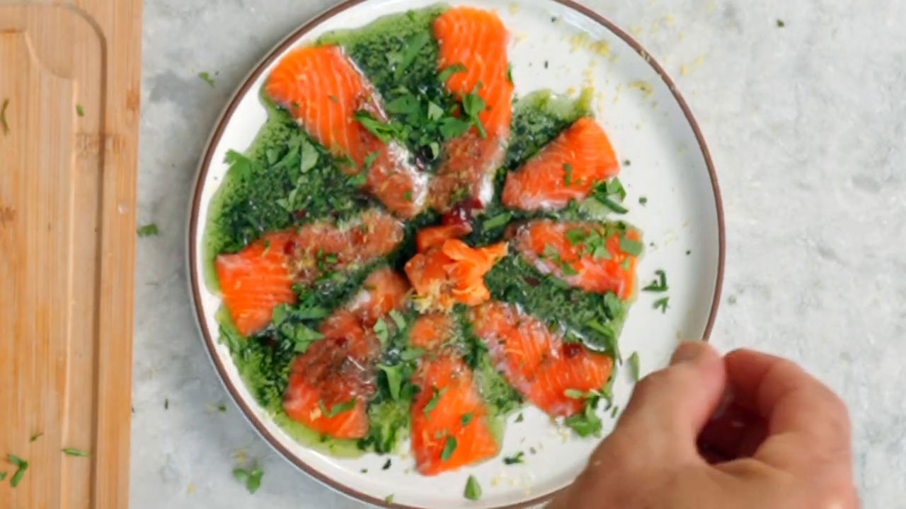 Image of Spirulina-Infused Crudo with Seatopia Steelhead Trout